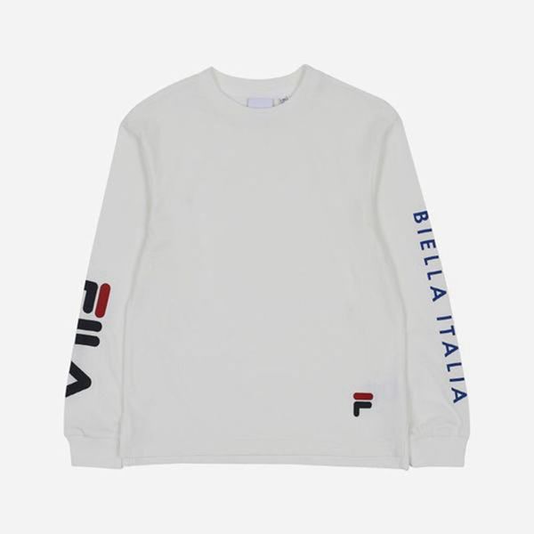 Camisetas Manga Corta Fila Niñas Blancas - Biella Italia Crew Neck L/S - España 645713LZI